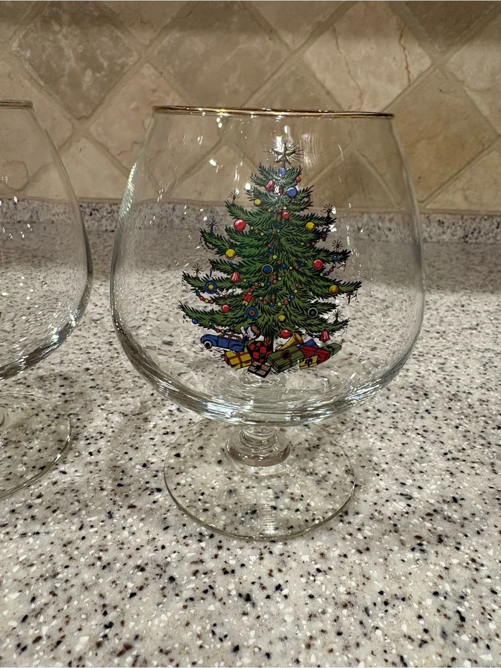 Vintage Cuthbertson Christmas Tree Brandy Glass
